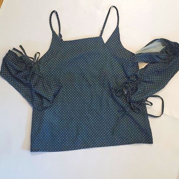 Minkpink Green Polka-dot Cold Shoulder Top NWOT Women's Small Revolve Party - Picture 5 of 7